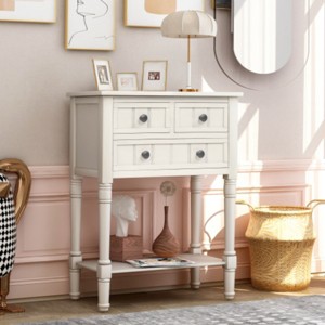 24'' W x 31'' H Vintage Wood Console Table with Drawer and Open Shelf – Narrow Entryway Table for Hallway, Living Room or Foyer - Maison Boucle - 1 of 4