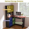 62" L Shaped Computer Desk with Hutch and LED Glass Cabinets, USB Charging Station & Storage Drawers for Home Office Corner Setup -3irtyhousy - 3 of 4