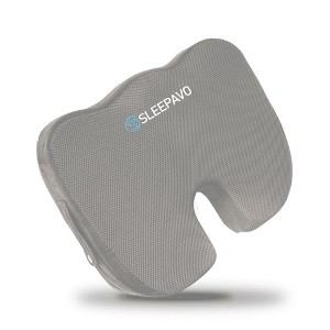 Refurbished Sleepavo Gray Memory Foam Seat Cushion for Office Chair - Pillow for Sciatica, Coccyx, Back, Tailbone, Lower Back Pain Chair Pad (Gray) - 1 of 4
