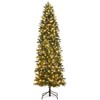 GustoWave Prelit Pencil Snow Flocked Spruce Artificial Christmas Tree with Incandescent Warm White Lights & Foldable Stand,Green-White - 2 of 4