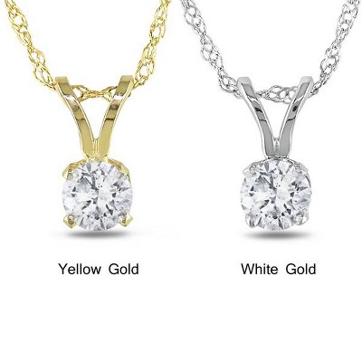 Pompeii3 1 Carat Round Diamond Solitaire Enhanced Pendant 14K White Gold