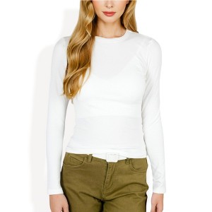Anna-Kaci Women's Ribbed Knit Long Sleeve Top with Crew Neck and Slim Fit Design - 1 of 4