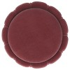 1pc Round Upholstered Ottoman Pouf Berry Velvety Soft Upholstery Vertical Ribbing Hourglass Silhouette Wide Metal Band Footrest Seat Makeshift Table - 4 of 4
