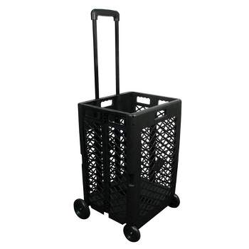 Olympia Tools 85-404 Pack n Roll Portable Utility Rolling Cart with Telescoping Handle for Easy Transportation, Weight Capacity up to 55 Pounds, Black