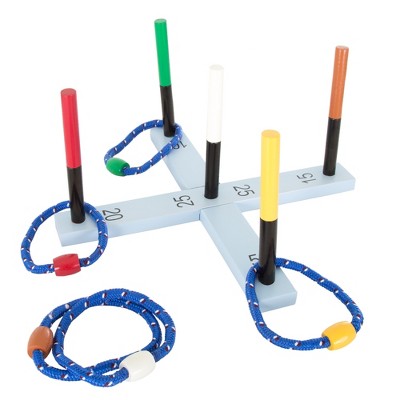 Toy Time Rope Ring Toss Game - 16" Base / 5 x 5" Rings - White, Blue