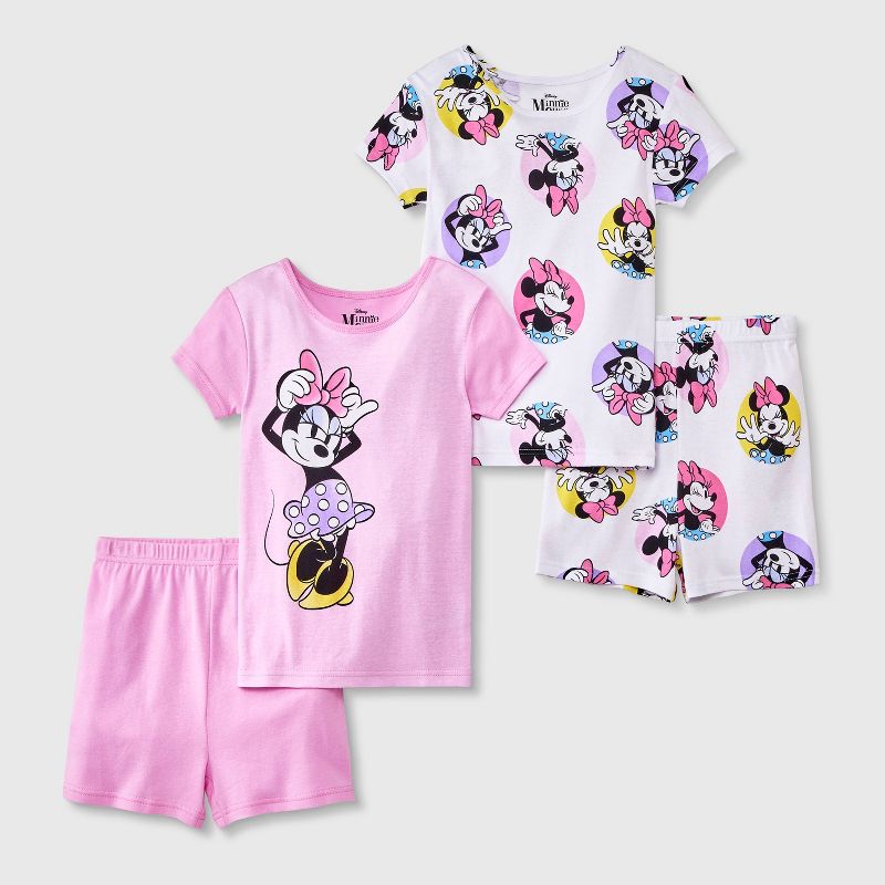 Girls&#39; Minnie Mouse 4pc Pajama Set - Pink, 1 of 5