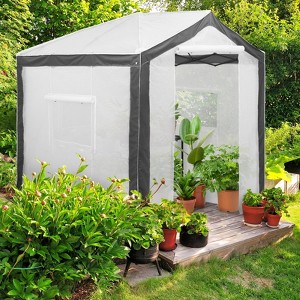 EAGLE PEAK 8 ' x 8 ' Portable Walk-in Greenhouse with Roll-up Zipper Entry Door and 3 Large Roll-Up Screen Windows - 1 of 4