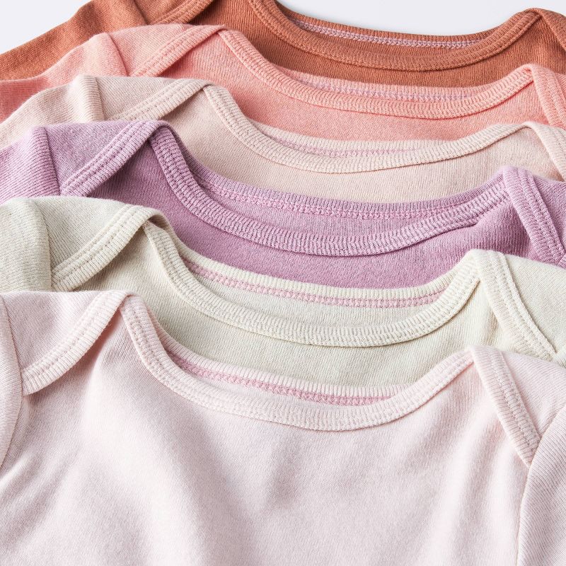 Baby Girls' 6pk Go & Grow Short Sleeve Cotton Bodysuit - Cloud Island™ Pink, 4 of 6