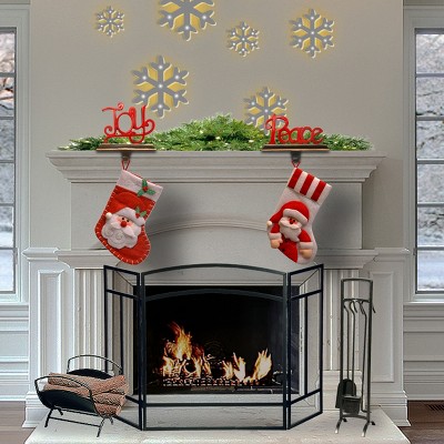 Gloss Red Polyresin Peace Stocking Holder with Gold Trim