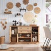 Sonkuki Natural 58" Rattan Buffet Cabinet with Storage, Sideboard Buffets Cabinet with 4 Rattan Doors and 2 Drawers - 3 of 4