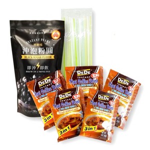 Bubble Tea DIY Thai Iced Coffee Boba Kit with 5 DeDe Instant Thai Coffee Powder, WuFuYuan Instant Black Tapioca Pearls, 5 Boba Straws - 1 of 4