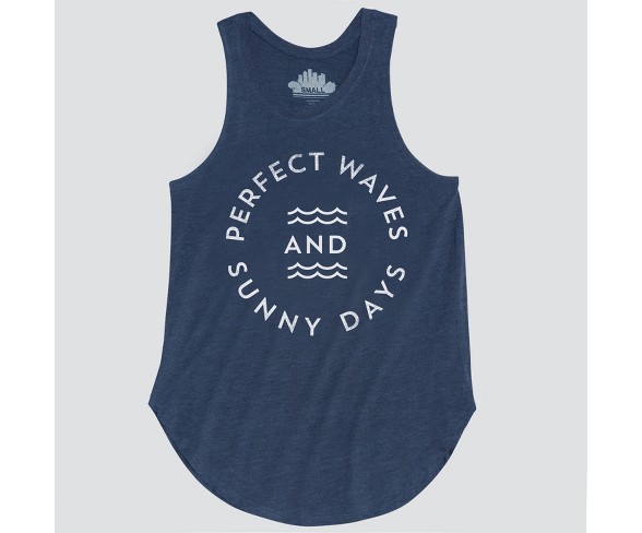 Women's Perfect Waves and Sunny Days Graphic Tank Top - Awake Navy XS
