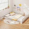 Costway Queen Size Floor Bed with Full Length Safety Guardrails & Door for Boys, Girls Pink/Gray/Natural/Icy Aqua/White/Mint Sky - 2 of 4