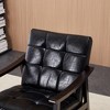 Ridstar Modern PU Leather Accent Armchair with High Back & Solid Wood Legs for Living Room & Bedroom-Antique Black - 3 of 4