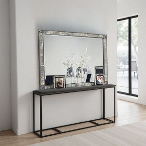Royal Hampton Dresser Mirror, Crystal Trim Frame, 46 Inch Gray Solid Wood - 1 of 4