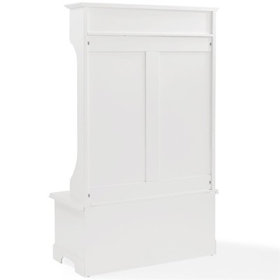 White Hardwood Hall Tree with Storage Bench and Hooks
