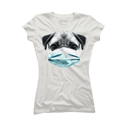 Junior's Design By Humans Masked Pug By clingcling T-Shirt