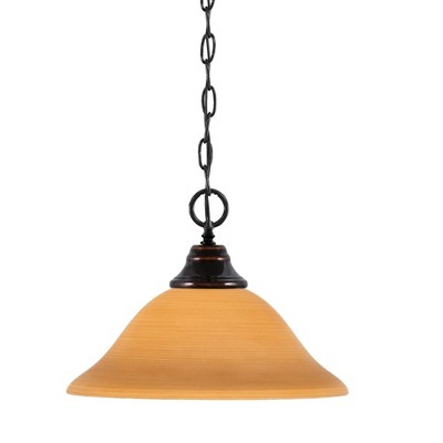 Toltec Lighting Any 1 - Light Pendant in  Black Copper with 12" Cayenne Linen Shade