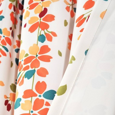 Turquoise Tangerine Floral Room Darkening Curtain Pair