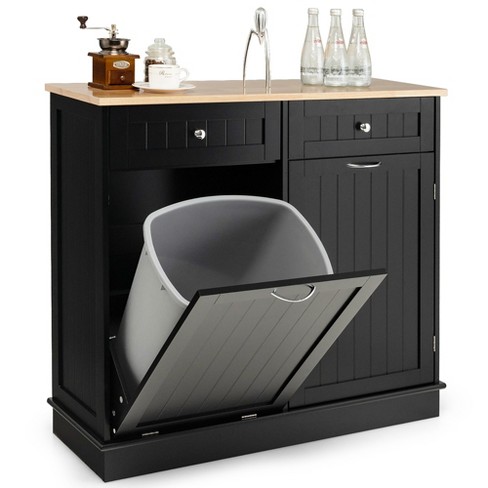 Costway Wooden Kitchen Trash Cabinet Tilt Out Bin Holder W/ Drawer & Storage  Shelf White : Target