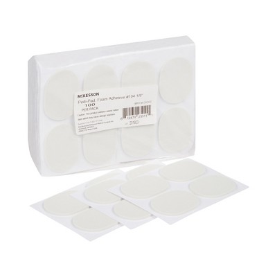 McKesson Pedi-Pad White Foot Pad 1/8 Inch Thick Adhesive for the Foot 9204, 100 Ct