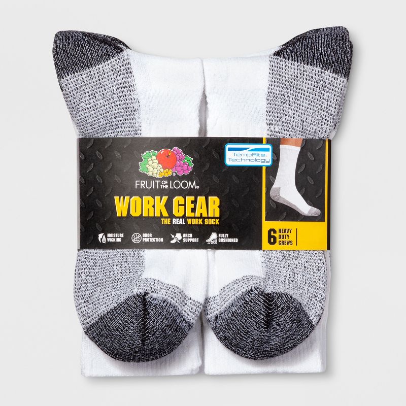 Fruit of the Loom Men's 6pk Work Gear Open Pack Crew Socks - 6-12, 3 of 8