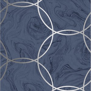 Aqueous Geo Cobalt Blue and Silver Geometric Paste the Wall Wallpaper - 1 of 4