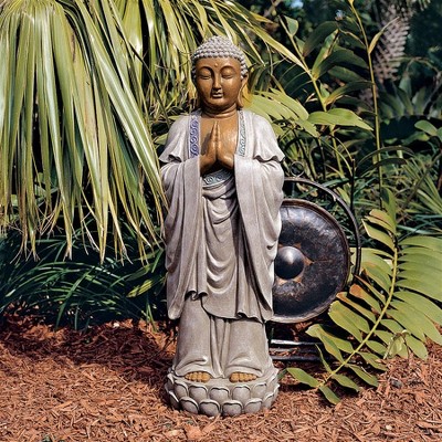 Design Toscano Awakened One Asian-Style Decor Garden Statue, 19 inches Wide, 23 inches Tall, Handcast Polyresin, Black  Antique Gold Finish