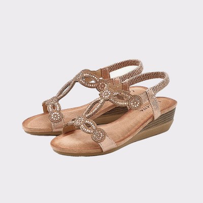 Women's Rhinestone Wedge Sandals - LASCANA