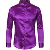 Lars Amadeus Men's Long Sleeves Button Down Prom Party Satin Dress Shirts - 2 of 4