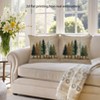 Lomsoe 2pcs Winter Pine Tree Christmas Throw Pillow Covers Farmhouse Decor Cushion Cases with Zipper Closure, & Brown Pine Tree Print for Living Room - 4 of 4