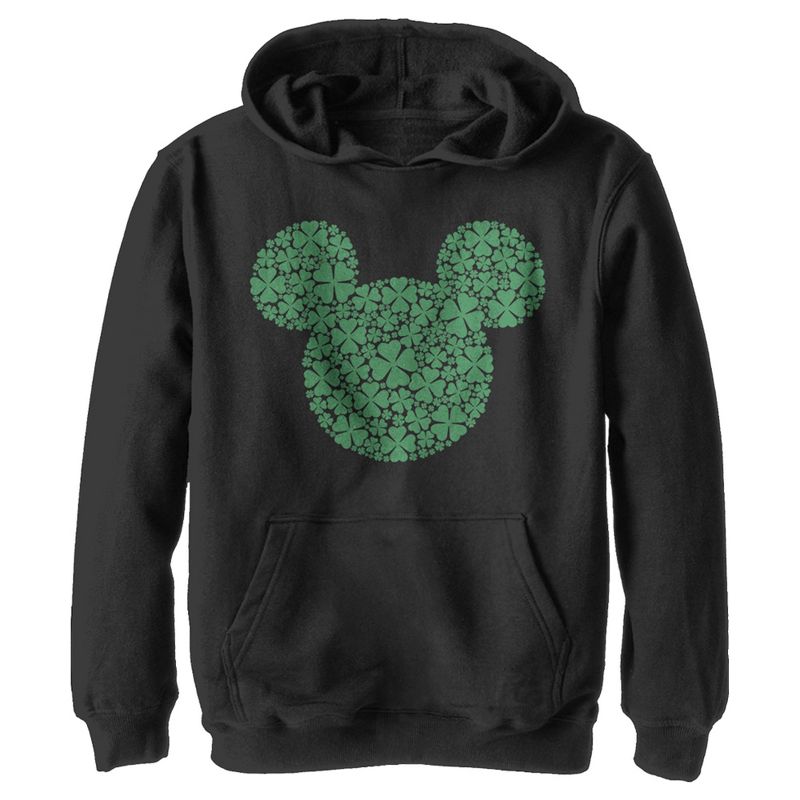 Boy's Disney Mickey Mouse Clover Silhouette Pull Over Hoodie, 1 of 5