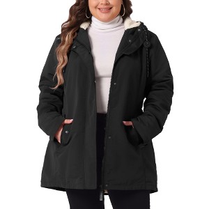 Agnes Orinda Women's Plus Size Fall Long Sleeve Hooded Warm Barn Jackets with Pockets - 1 of 4