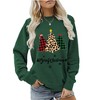 Womens Merry Christmas Sweatshirt Funny Christmas Tree Truck Graphic Pullover Casual Long Sleeve Blouse Tops Green - 4 of 4