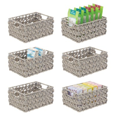 Mdesign Seagrass Woven Cube Bin Basket Organizer, Handles, 6 Pack -  Natural/tan : Target