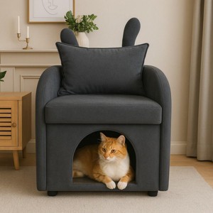 SEVOBAL Sofas Bunny-Ear Armchair with Pet-Friendly Hideaway Scratch-Resistant Fabric for Living Room, Gray, 27.4"*25.2"*37.4" - 1 of 4