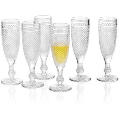 Slickblue Chroma Clear Champagne Flutes – 5.1 oz Hand Blown Glass, Perfect for Celebrations