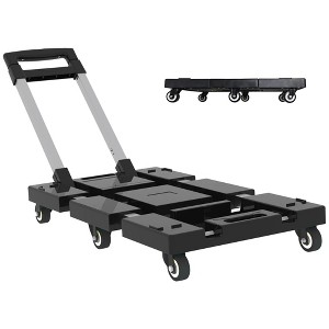 NAYSAYE Folding Hand Truck 330lbs Capacity Portable Dolly Cart with 6 Wheels and Elastic Rope for Easy Moving, Black, 10"*2"*8" - 1 of 4