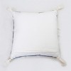 Blue and White Hand Woven 20 x 20 inch Decorative Cotton Throw Pillow Cover with Insert and Hand Tied Braiding, Pom-Poms and Tassels - Foreside Home & - 2 of 4