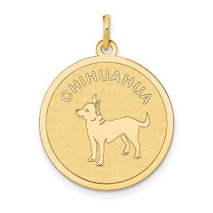 Black Bow Jewelry 14k Yellow Gold Laser Etched Chihuahua Disc Pendant, 19mm - 1 of 4