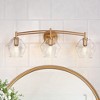 LNC Bravaputra 26-in 3-Lights Matte Gold  Cone Modern/Contemporary Vanity Lights ,Clear Glass Shade - 2 of 4