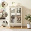 Racxily 2 Doors Cabinet with Tempered Glass Doors, Curio Cabinets with Mirrored Back Panel and Adjustable Shelves, Lighted Display Cabinet for Home - 3 of 4