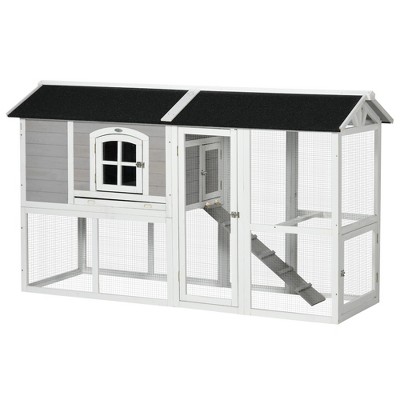 Pawhut Wooden Chicken Coop With Run For 3 - 4 Chickens, Hen House With ...