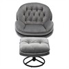 XINGHANZHENXUAN Modern Velvet Accent Chair with Ottoman, Armless Lounge Set for Living Room, Bedroom - 2 of 4