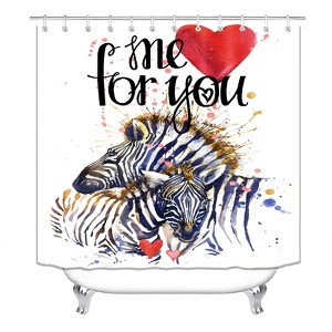 Two Cute Zebras Shower Curtains for Bathroom Waterproof Fabric Bath Curtain Durable Soft Stylish Bathroom Decor 72x72 Inch - 1 of 1