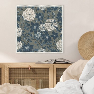 22" x 22" White Framed Abstract Floral Canvas Print