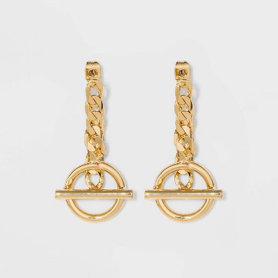 SUGARFIX by BaubleBar Link Chain Lock Drop Earrings - Gold