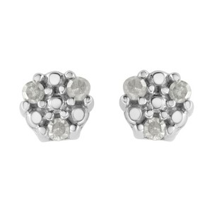 Haus of Brilliance Silver 1/10 cttw Prong Set Round-Cut Trio Diamond Stud Earrings - 1 of 4