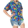 LA LEELA Women's Button Down Blouses Summer Party Blouse Shirt Floral Colourful Blouses Short Sleeve Dress Shirts Hawaiian T Shirt - 4 of 4