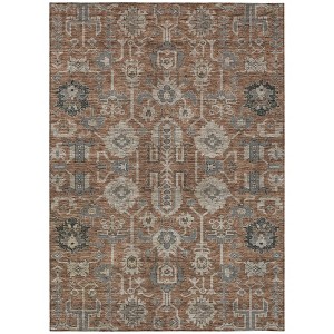 Brown Gray And Charcoal Oriental Washable Indoor Outdoor Area Rug - 1 of 4